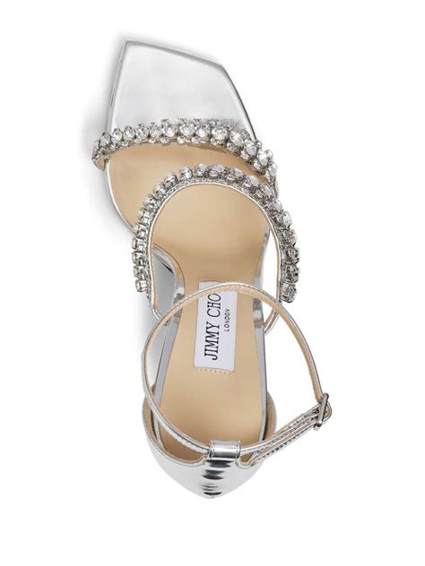 Jimmy Choo Bing Metallic 105mm Sandals In Silver ModeSens