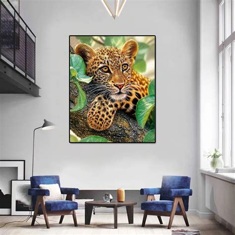 Diamante Bordado Leopardo D Diamante Pintura Cruz Puntada Kits