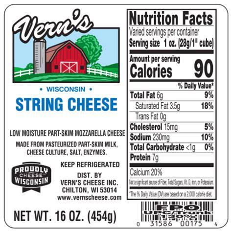 Verns String Cheese 16 Ct 1 Oz Each Smiths Food And Drug