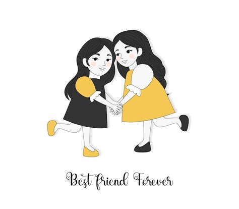 Premium Vector Best Friends Cartoon Vector With Hand Drawing And