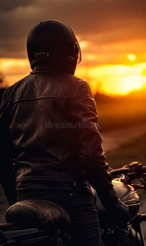 Motorcycle Rider Silhouette At Sunset A Person Riding A Motorcycle At