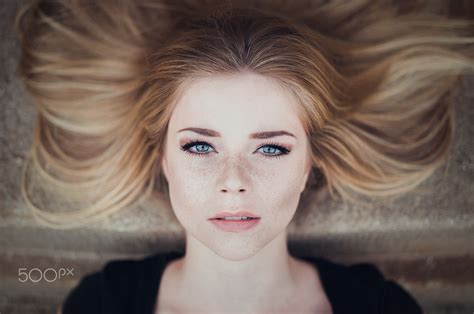 Wallpaper Face Women Model Blonde Depth Of Field Long Hair Blue Eyes Black Clothing