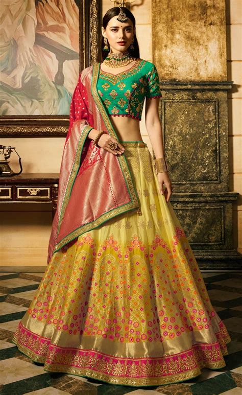 Banarasi Silk Designer Lehenga In Gold With Zari Work Saree Designs Designer Lehenga Choli