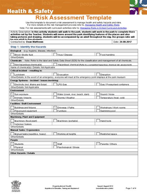 Field Trip Risk Assessment Pdf Personal Protective Equipment Prevention