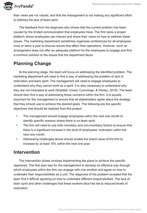 Organizational Development Intervention Stages Words Report