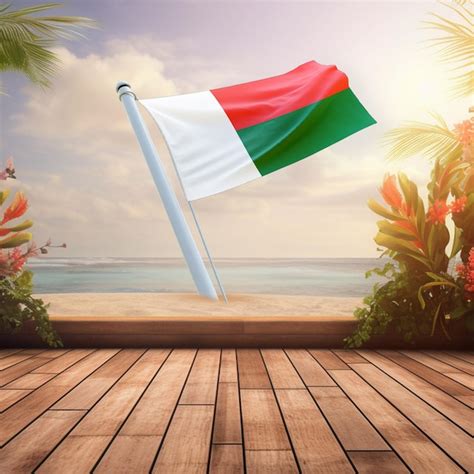 Premium Photo World Flag Of Madagascar On A Summer Backgorund