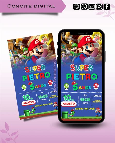 Convite Digital Super Mario Elo Produtos Especiais