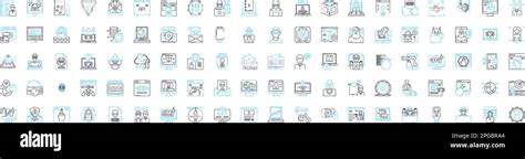 Hackers Vector Line Icons Set Hacking Cracker Malware Virus