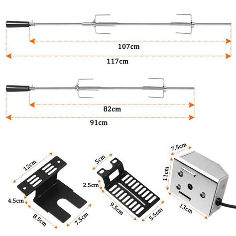 Hengmei Set De Brochettes Pour Grill Cm Bbq Tourne Broche En Acier