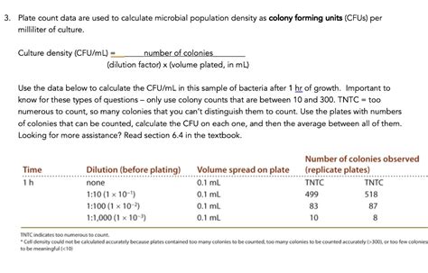 Solved Plate Count Data Are Used To Calculate Microbial Population