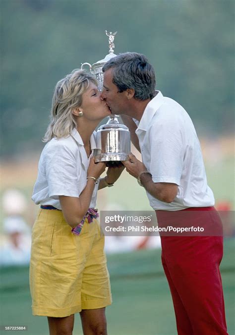 Curtis Strange Of The United States Kissing His Wife Sarah As They