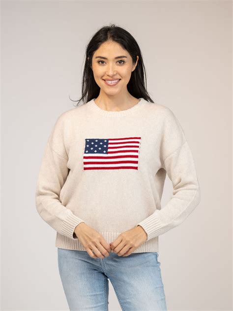 American Flag Sweater In Ivory Beau And Ro