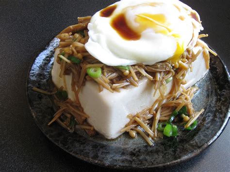 Cold Tofu With Nametake Enoki Egg Hiroko S Recipes