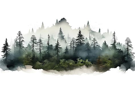 Premium AI Image | Forest Outline Isolated on white background