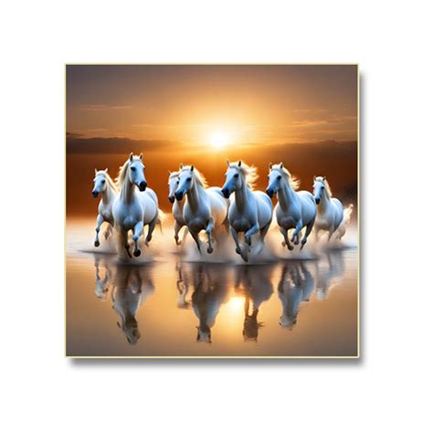 Sunlit Running Horses Wall Decor With Seven Horses 36 X 36 Inches