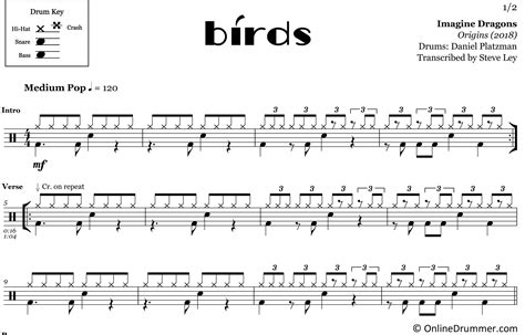 Birds Imagine Dragons Drum Sheet Music OnlineDrummer