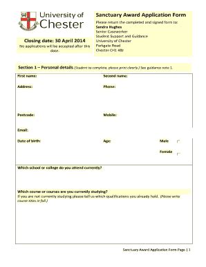 Fillable Online Chester Application Form Pdf Fax Email Print Pdffiller