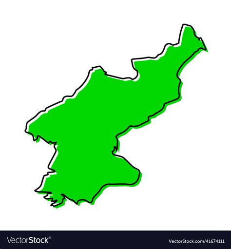 Simple Outline Map Of North Korea Stylized Line Vector Image