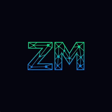 Abstract Letter Zm Logo Design With Line Dot Connection For Technology