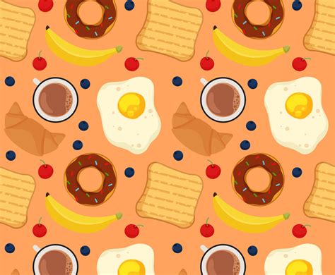 Breakfast Seamless Pattern Background Vector Art Graphics