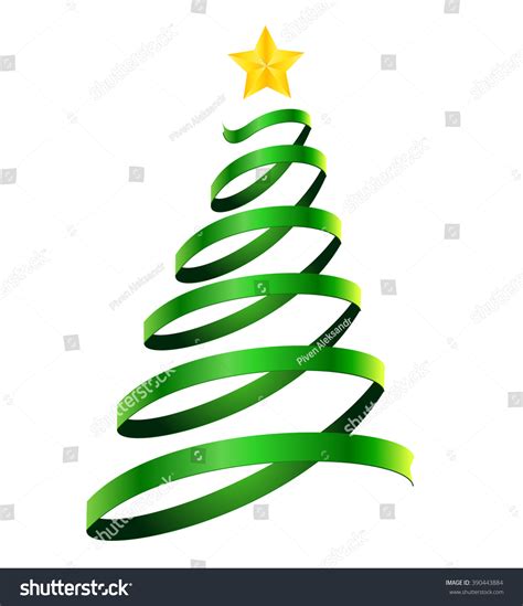 Green Christmas Ribbon Trees Stylized Ribbon Stock Vector Royalty Free