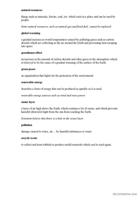 Environment And Ecology English Esl Worksheets Pdf And Doc