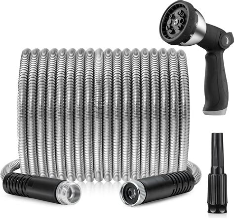 Junebow Metal Garden Hose 50ft Stainless Steel Heavy Duty