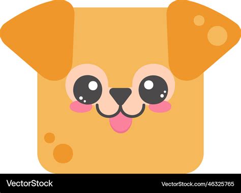 Cute Square Dog Face Cartoon Head Of Animal Vector Image