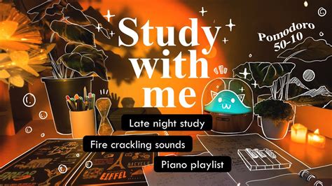 Hour Late Night Study With Me Fire Crackling Piano Bgm