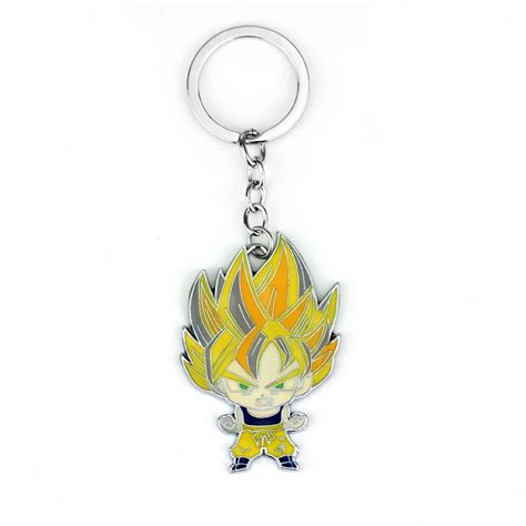 Anime Dragon Ball Keychain Metal Son Goku Super Saiyan Enmal Figure