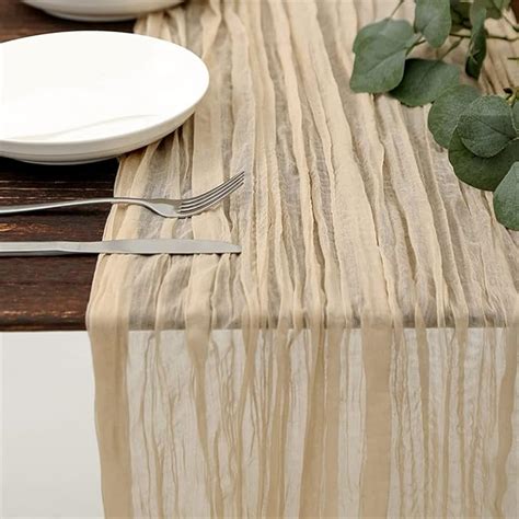 Tischl Ufer Boho Cheesecloth Tischl Ufer Beige Lang Rustikaler Gaze