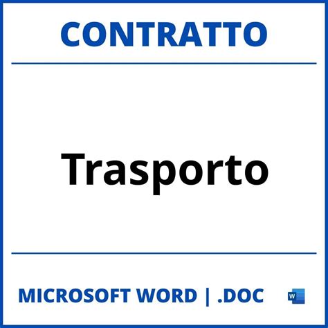 Fac Simile Contratto Di Trasporto