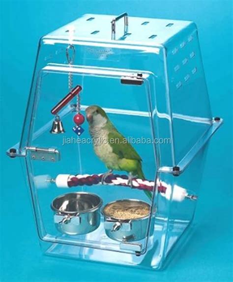 Large Plexiglass Acrylic Decorative Bird Cage With Stainless Bowl And