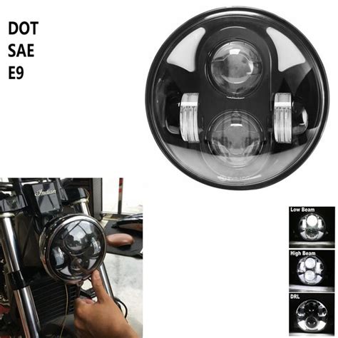 1 Pcs 5 3 4 5 75 Round LED Projection Daymaker Headlight With DOT SAE