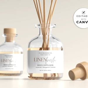 Reed Diffuser Label Template Canva Editable Modern Room Fragrance