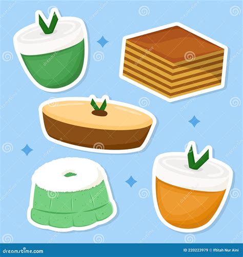 Delicious Traditional Indonesia Cakes Snacks Sticker Set Collection