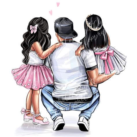 Dad And Daughters Clipart Dad Daughter Clipart Sticker Dad Day