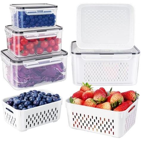 Lot de 4 Boîte Rangement Frigo Boîte De Conservation Alimentaire