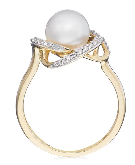 Honora Cultured Freshwater Pearl 8mm And Diamond 18 Ct Tw Ring In 14k Gold Macys