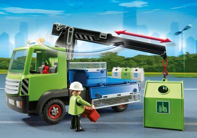 Playmobil Camion Avec Grue Et Conteneurs Verre Cdiscount Jeux