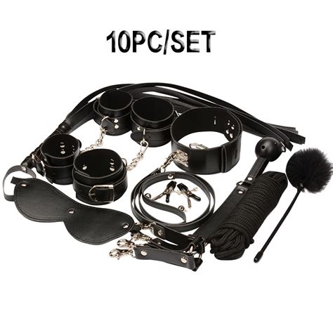 5 7 Set Sex Leather Bdsm Bondage Kit Flirting Restraints Slave Fetish Ankle S Mouth Gag Nipples