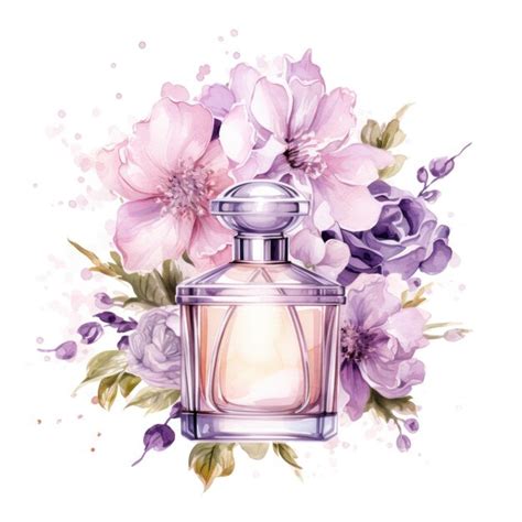 Premium AI Image Watercolor Perfume With Flowers Illustration AI