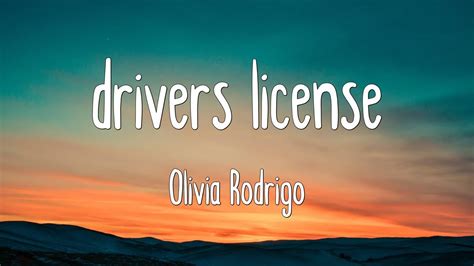 Drivers License Olivia Rodrigo Lyrics Youtube