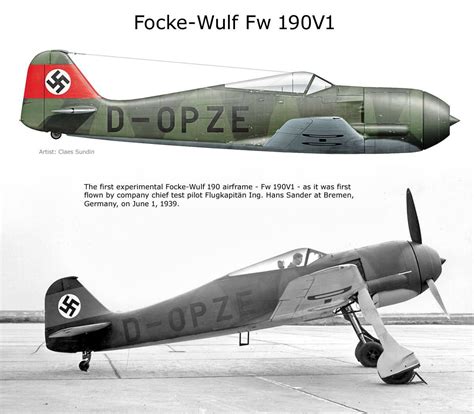 Focke Wulf FW 190V 1 Prototype First Flew 1 June 1939 Powered By A