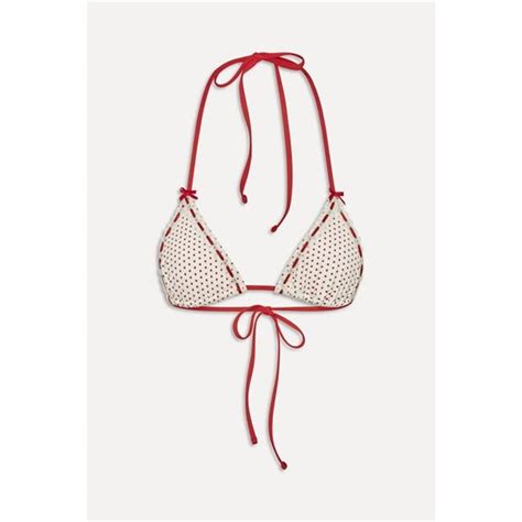 FRANKIES BIKINIS X Bella Hadid Nick Triangle Bikini Top Women Stawb Polka Flannels