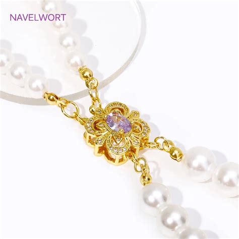 18k Gold Plated 2 Strand Filigree Box Safety Clasp With Zircon Lock