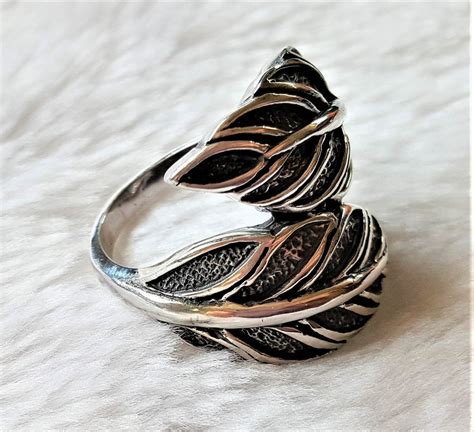 Leaf Ring Sterling Silver Leaves Nature Unique Design Exclusive