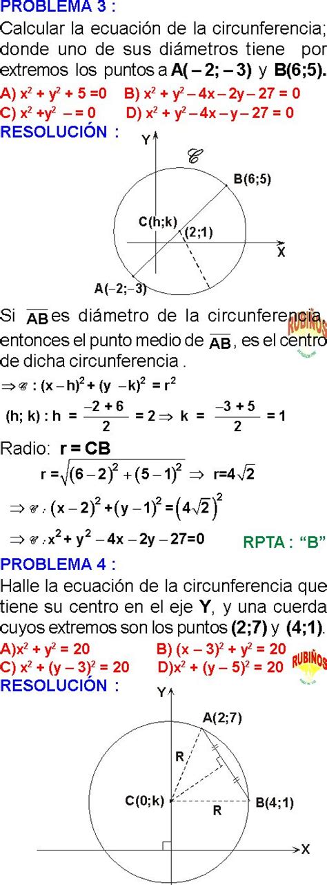 EcuaciÓn De La Circunferencia Ejercicios Resueltos Pdf