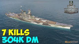 World Of WarShips Shikishima 7 KILLS 304K Damage Replay