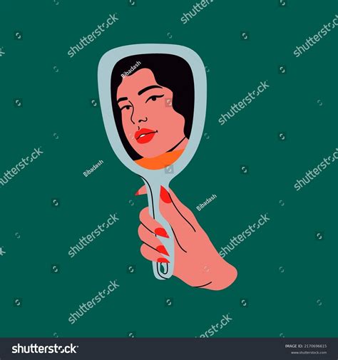 Womans Hand Holding Mirror Reflexing Her Stock Vector Royalty Free